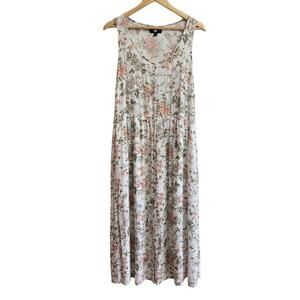 Frye Womens White Floral Rayon Maxi Dress L Cottage Boho Countryside Sundress